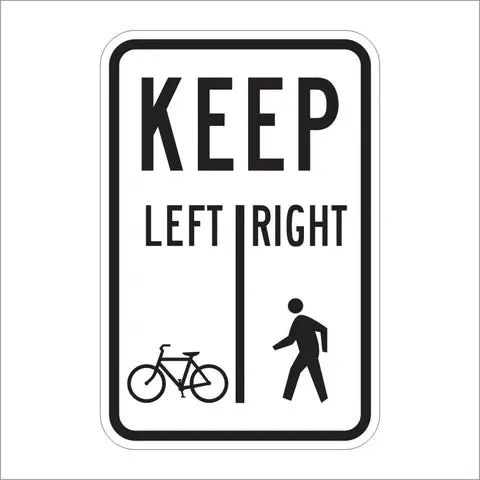 R9-7 Shared- Use Path Restriction (Bikes Left/ Peds Right) Sign 1