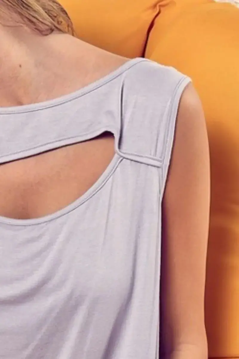 Rayon Span Knit With Cut Out Front Sleeveless Top 3