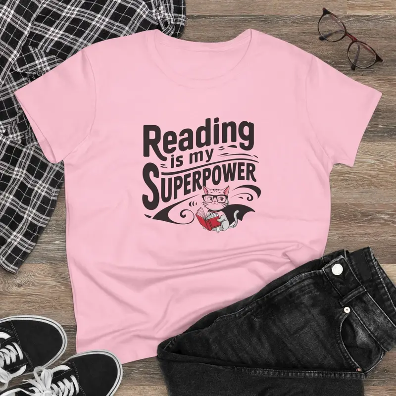 Reading Is My Superpower Book Lovers Women Cotton T-Shirt 4