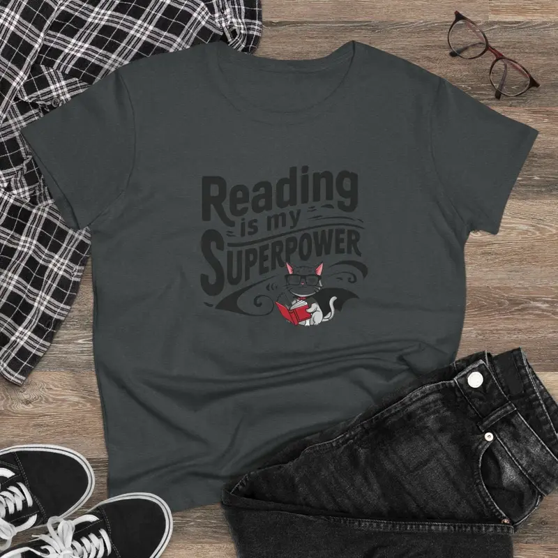 Reading Is My Superpower Book Lovers Women Cotton T-Shirt 4