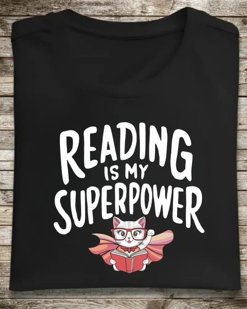 Reading Is My Superpower Cotton Crew Neck Tshirt 1