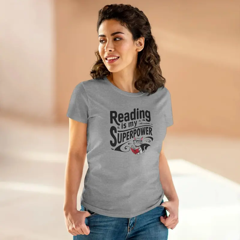 Reading Is My Superpower Women Crew Neck Cotton Tshirt 11