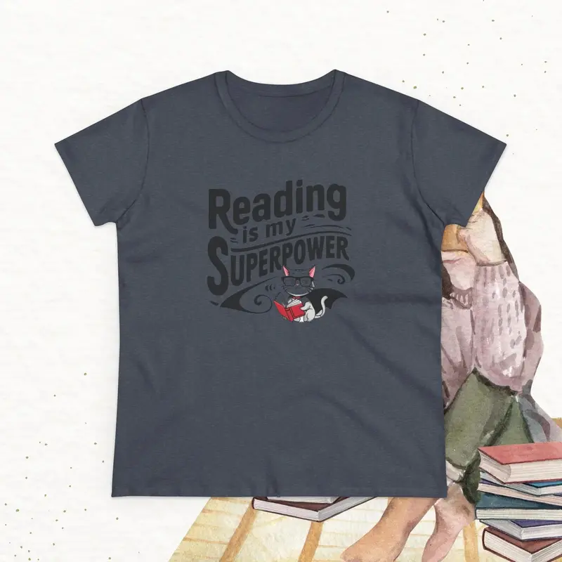 Reading Is My Superpower Women Crew Neck Cotton Tshirt 14