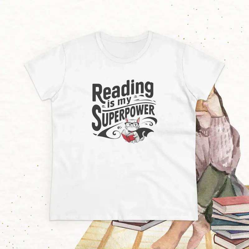 Reading Is My Superpower Women Crew Neck Cotton Tshirt 6