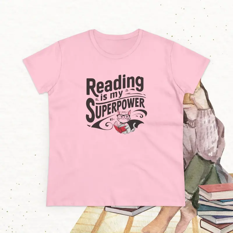 Reading Is My Superpower Women Crew Neck Cotton Tshirt 8