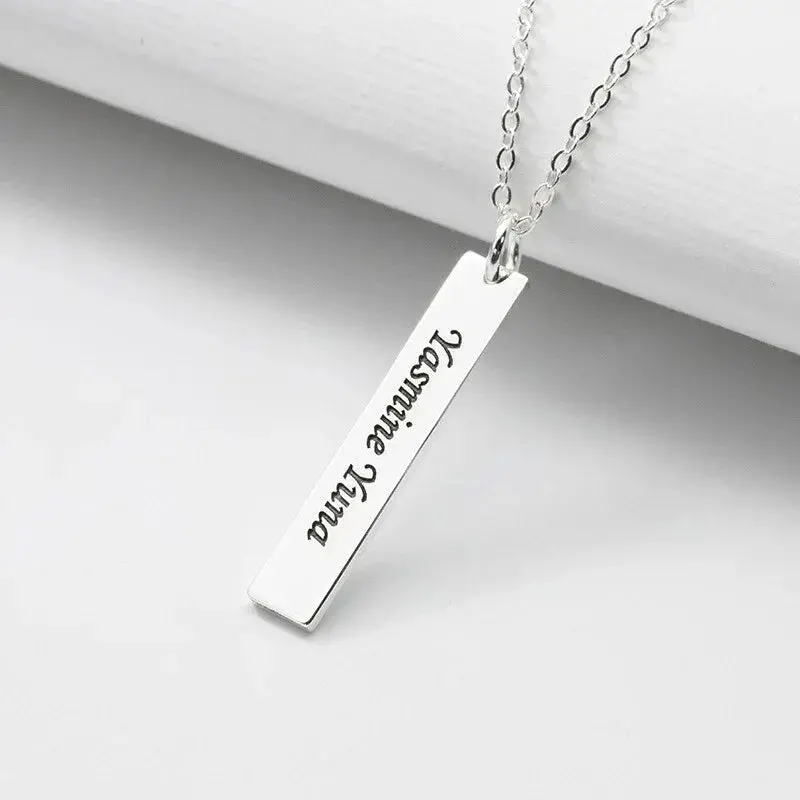 Rectangular Customizable Name Design Fashionable Simple Pendant Necklace 1