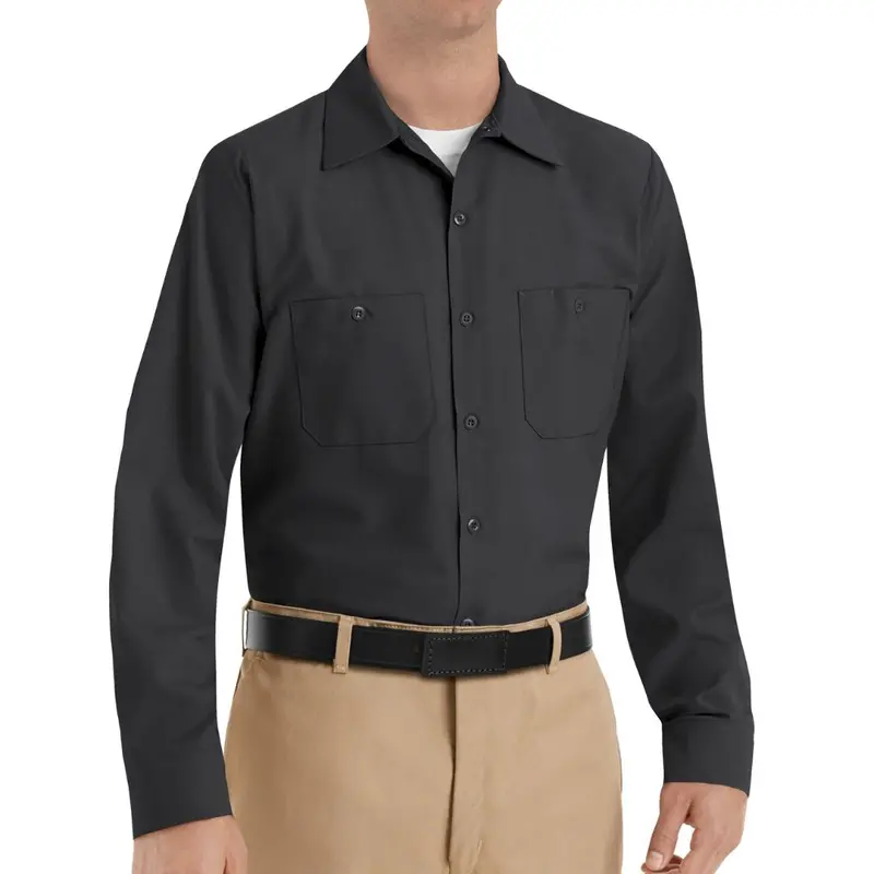 Red Kap Men's Long Sleeve Industrial Work Shirt - Black 1