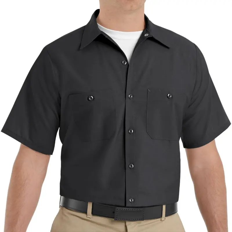 Red Kap Men's Short Sleeve Industrial Work Shirt - Black 1