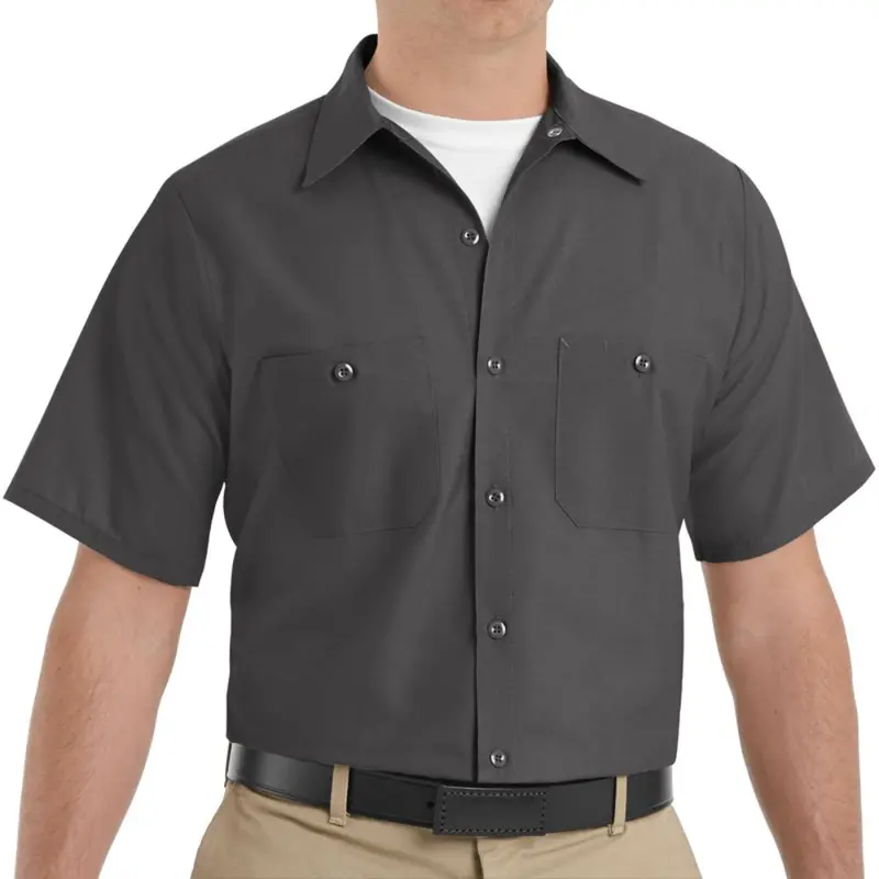Red Kap Men's Short Sleeve Industrial Work Shirt - Charcoal Sp24ch 1