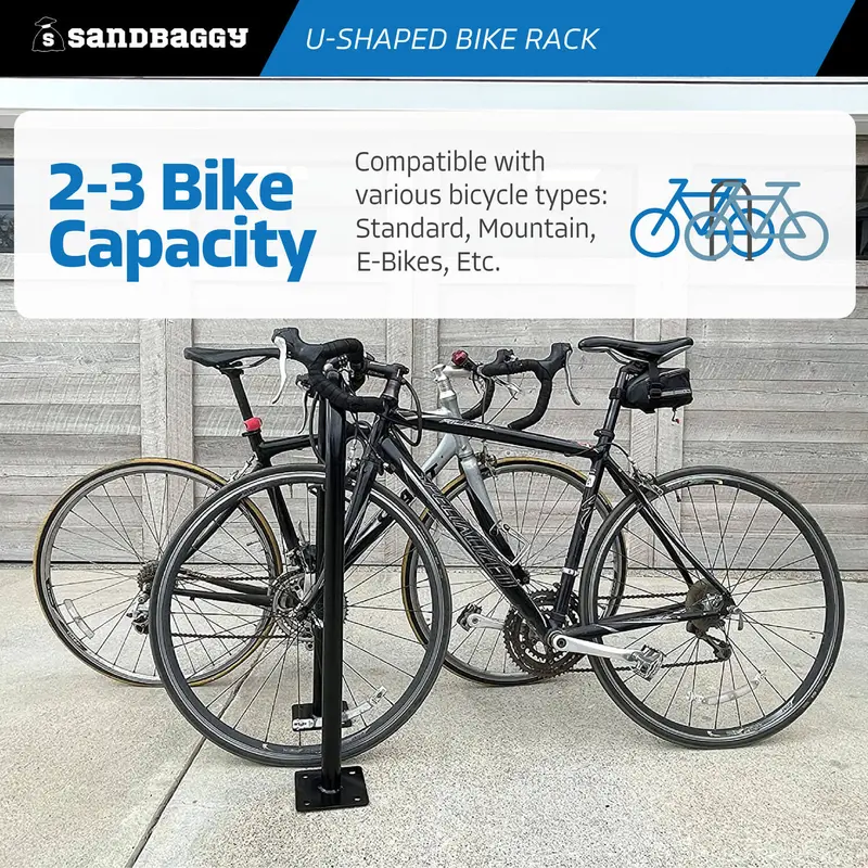 Red U Shape Outdoor Bike Rack | Single Loop Commercial Bike Stand (2-3 Capacity) 4