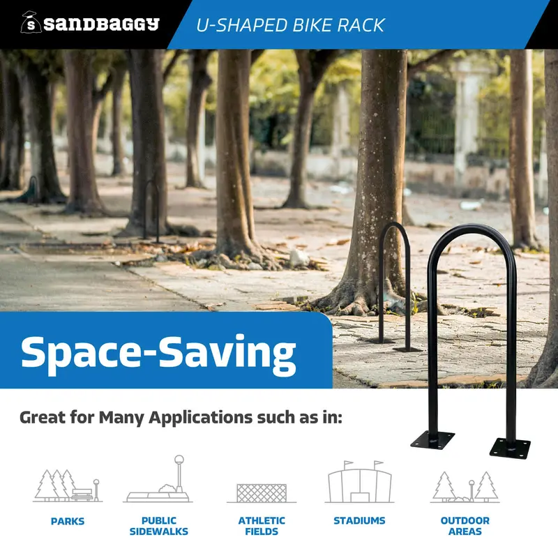 Red U Shape Outdoor Bike Rack | Single Loop Commercial Bike Stand (2-3 Capacity) 7