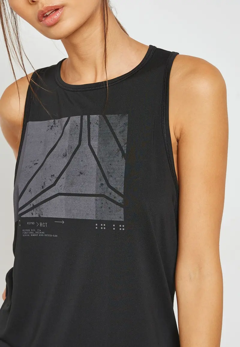 Reebok Activchill Graphic Tank - Black | Reebok Mlt D93874 1