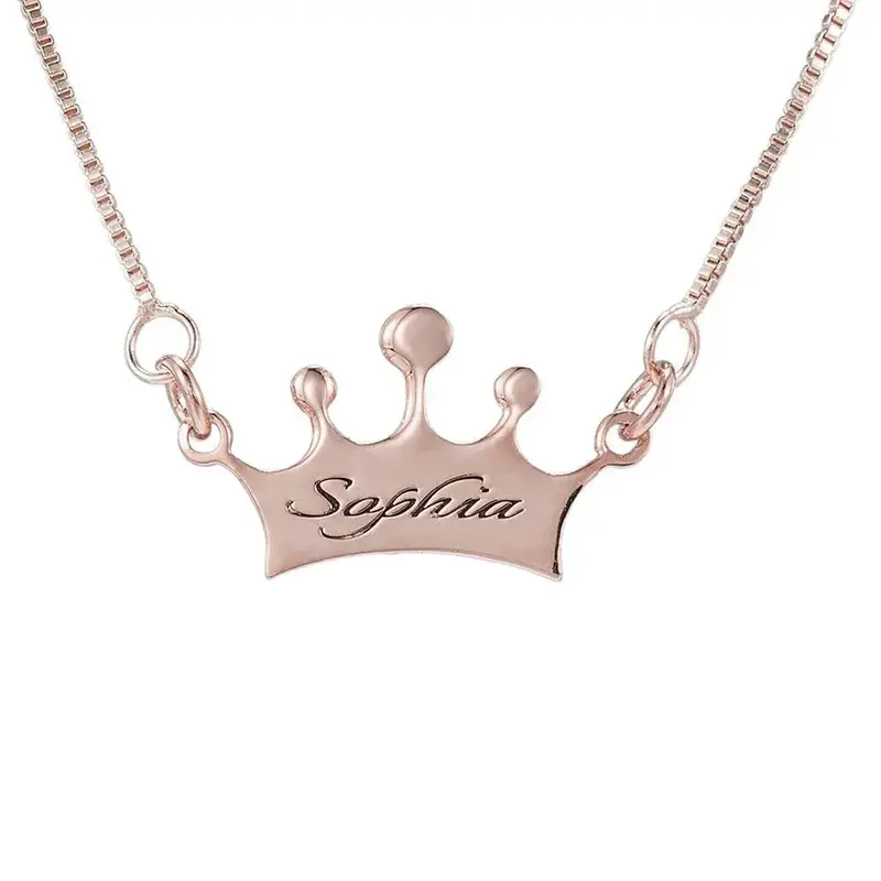 Regal Crown Monogram Necklace – Personalized Name Pendant