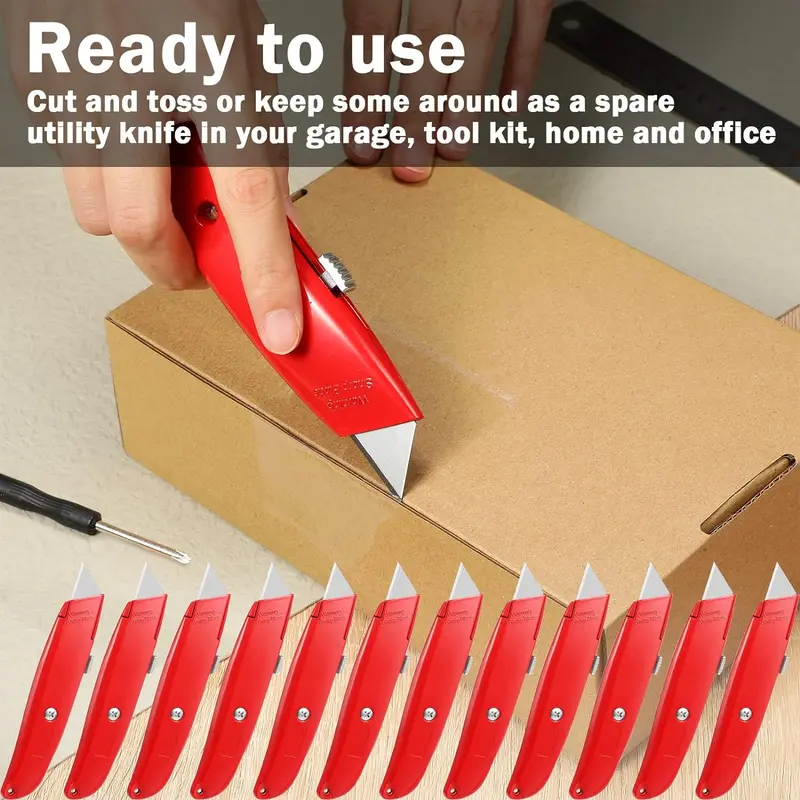 Retractable Utility Knife - 5.5" Aluminum Handle, Locking 0.9" Steel Blade 5