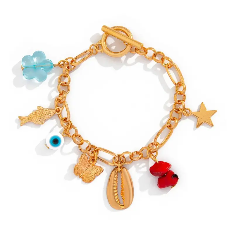 Retro Elephant Bull Head Personality Niche Peach Heart Imitation Pearl Shell Bracelet 1