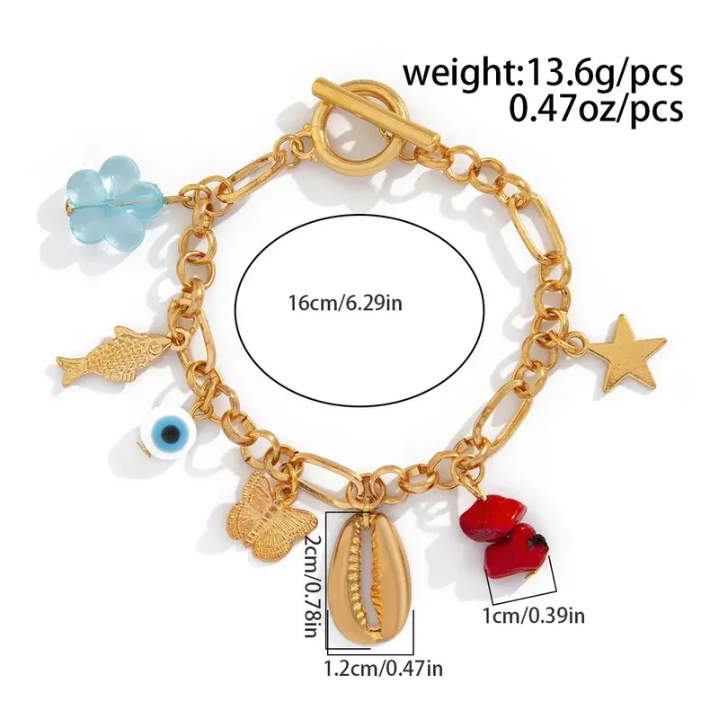 Retro Elephant Bull Head Personality Niche Peach Heart Imitation Pearl Shell Bracelet 2