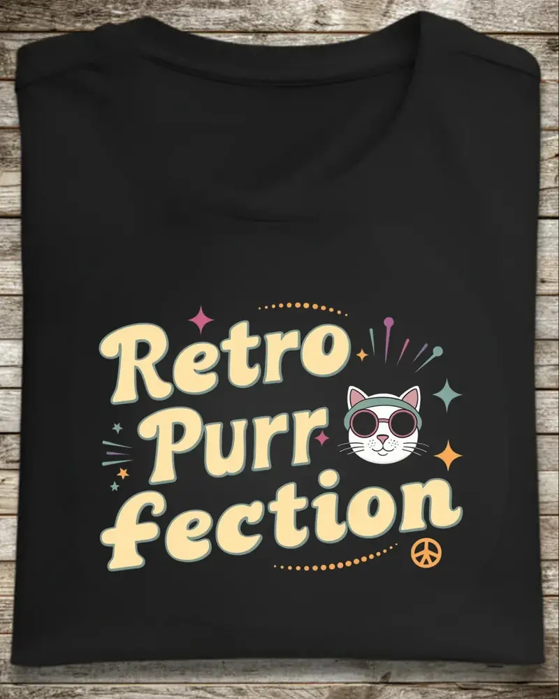 Retro Purr Fection Cotton T-Shirt 1