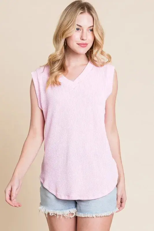Rib Knit V-Neck Tank 1