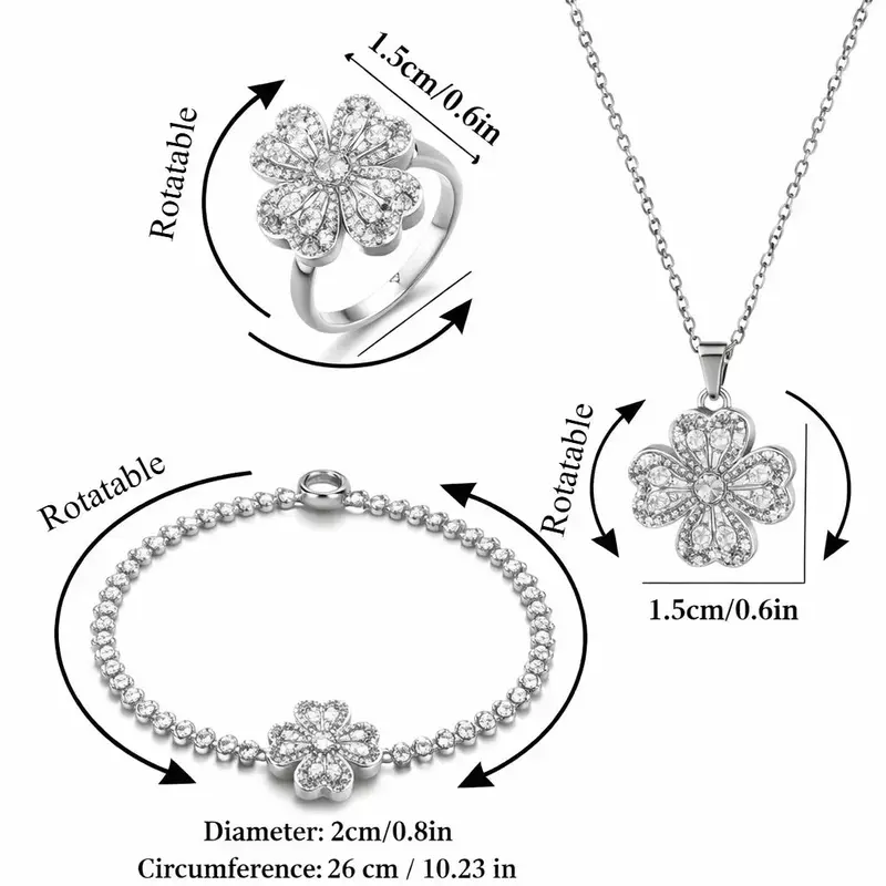 Rotating And Adjustable Heart-Shaped Zircon Necklace 1