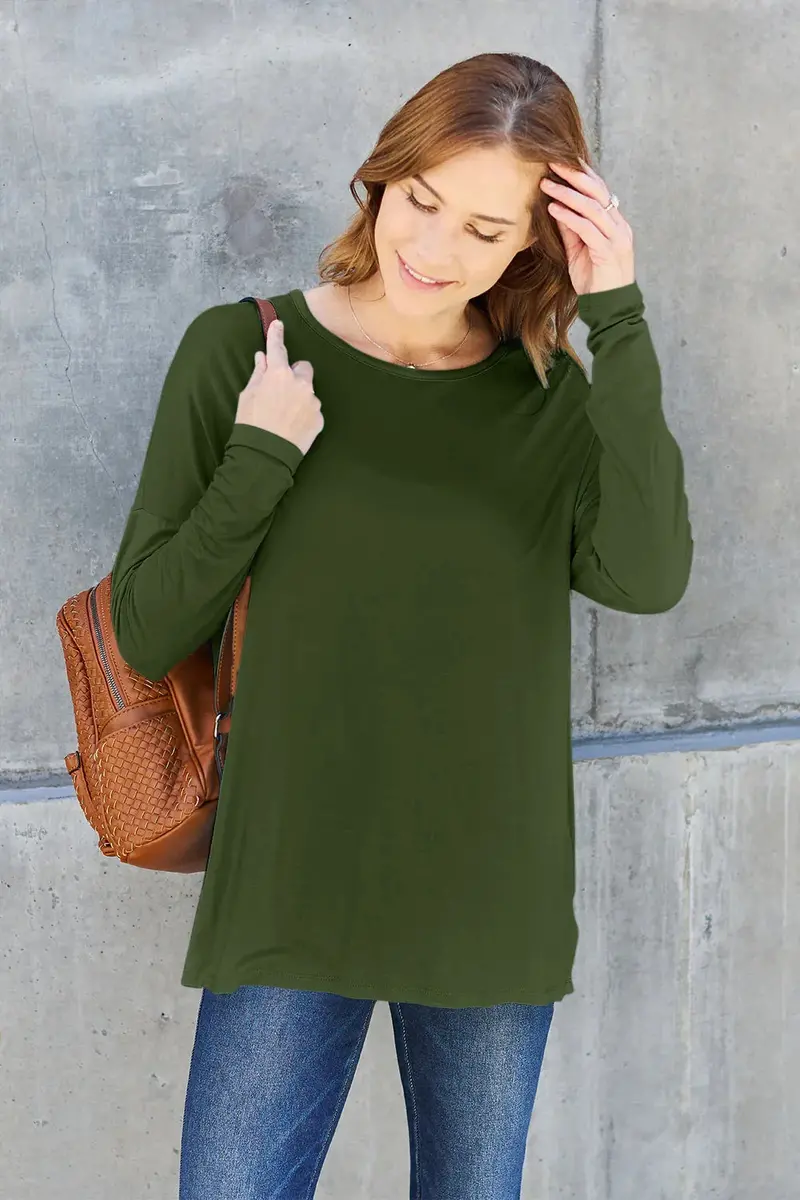 Round Neck Dropped Shoulder T-Shirt 1