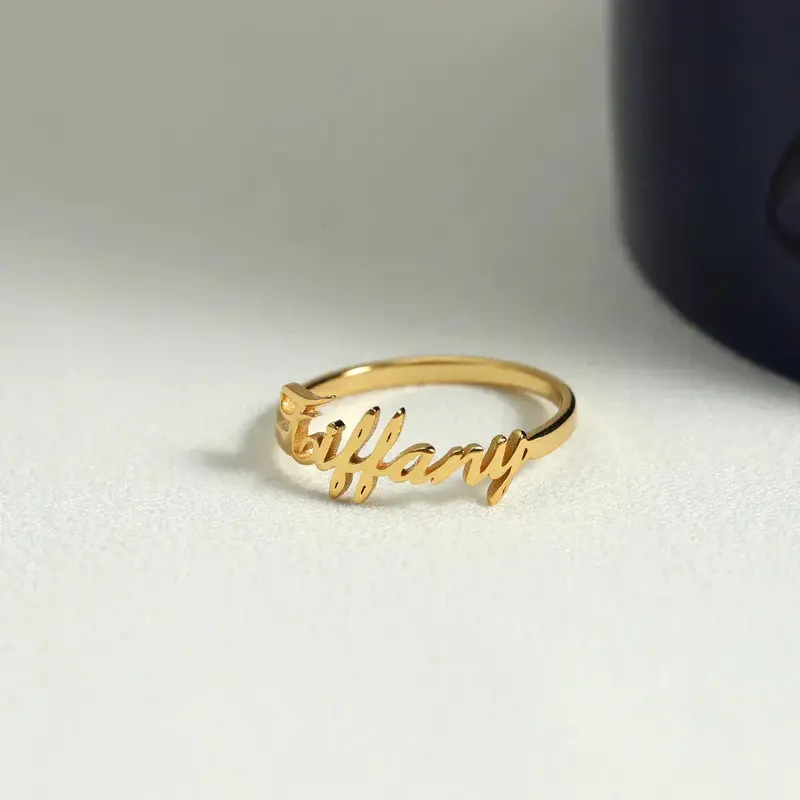 S925 Silver Fashion Simple Customizable Letter Ring 1