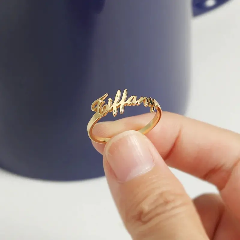 S925 Silver Fashion Simple Customizable Letter Ring 2