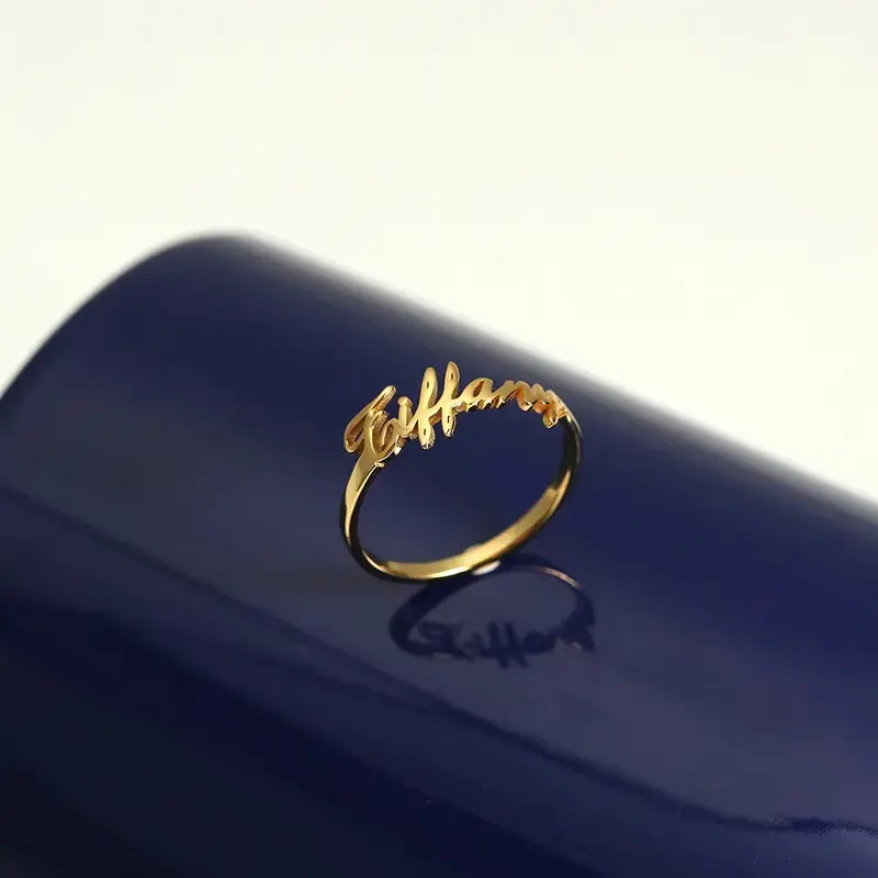 S925 Silver Fashion Simple Customizable Letter Ring 3