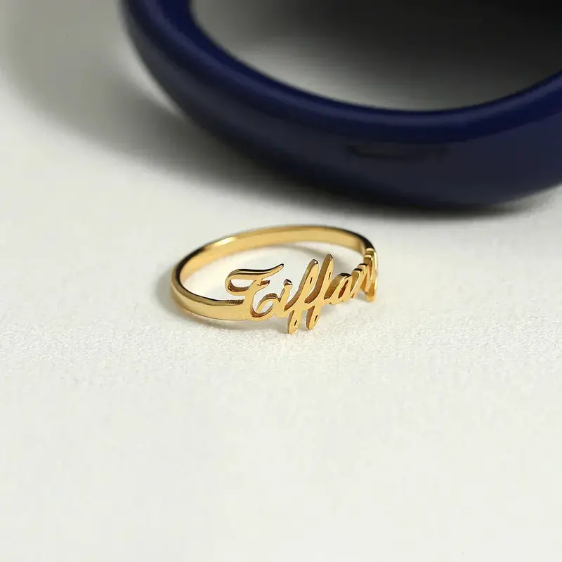 S925 Silver Fashion Simple Customizable Letter Ring 5
