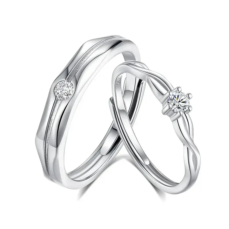 S925 Sterling Silver Couple Engagement Ring 1