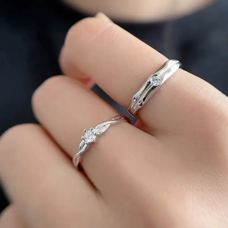 S925 Sterling Silver Couple Engagement Ring 2