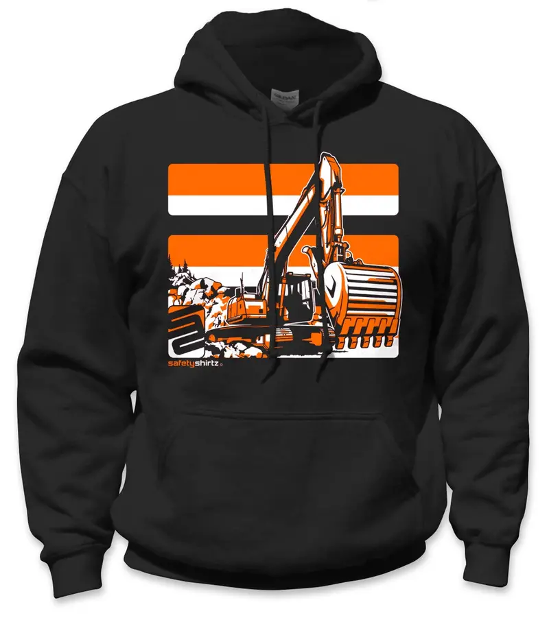 Safetyshirtz - Excavator Safety Hoodie - Orange/Black 1