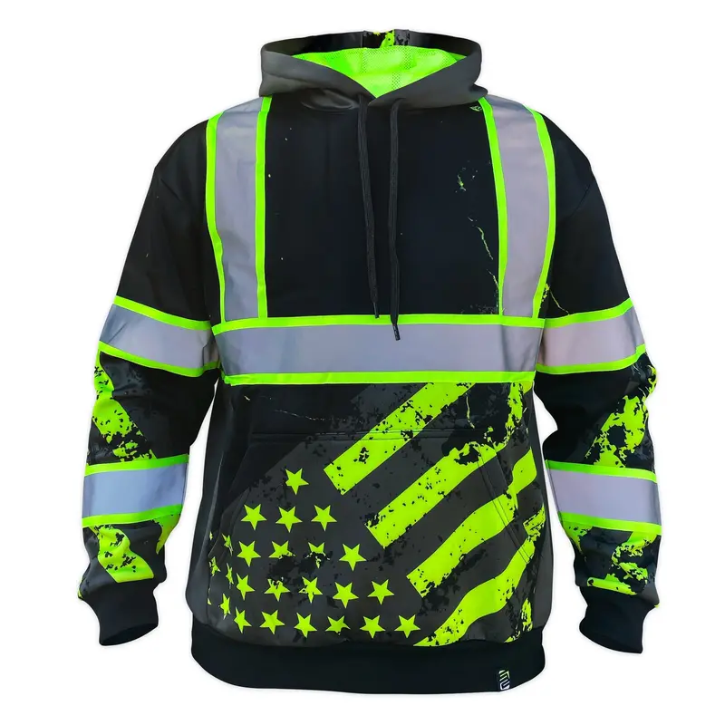 Safetyshirtz Men's Ss360° American Grit Enhanced Visibility Stealth Safety Hoodie 1