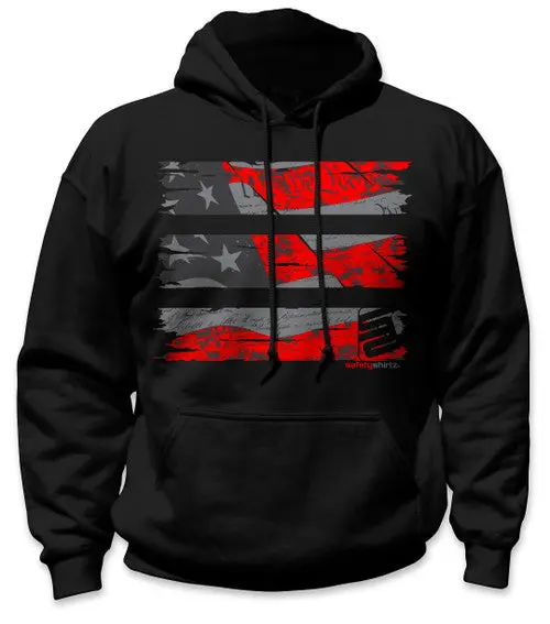 Safetyshirtz Men's Stealth Old Glory Hoodie_Black/Red 1