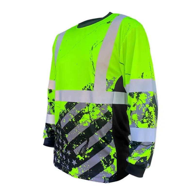 Safetyshirtz Ss360º American Grit Yellow Class 3 Type-R Reflective Long Sleeve Safety Shirt 1