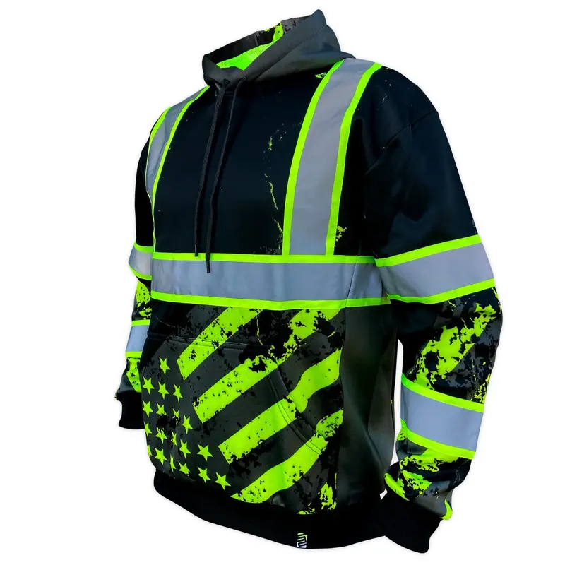 Safetyshirtz Stealth American Grit Black Type-O Reflective Safety Hoodie 1