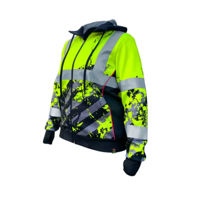 Safetyshirtz Women's Ss360º American Grit Class 3 High Visibility Zip Safety Hoodie 1