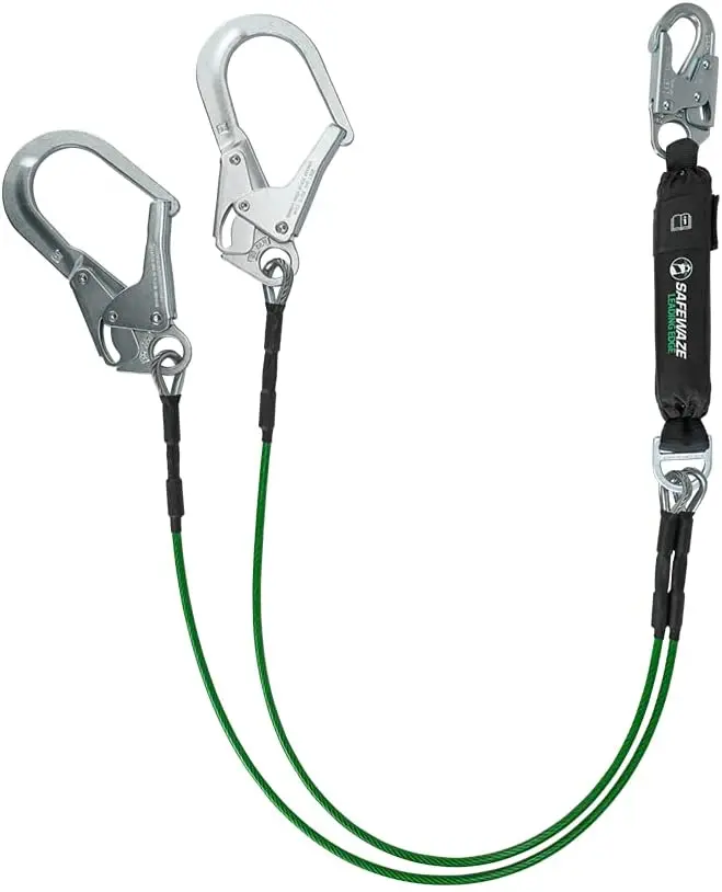 Safewaze Leading Edge 6' Energy Absorbing Lanyard: Dual Leg, Rebar Hooks 2