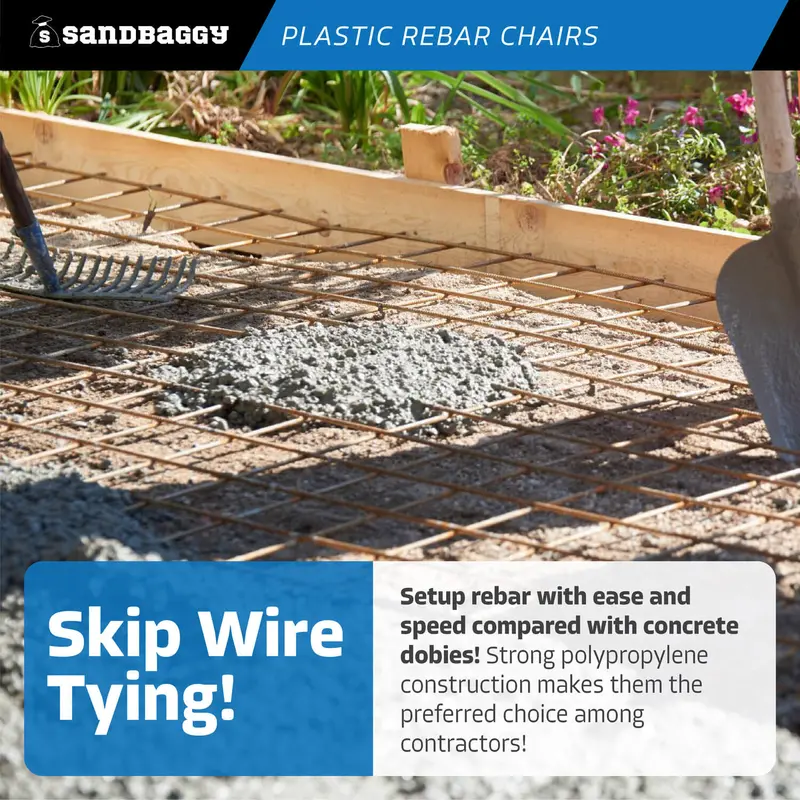Sandbaggy Rebar Plastic Chair | Fits Rebar #3 To #5 | Available In 2 1/4" & 3 1/4" Lengths 6