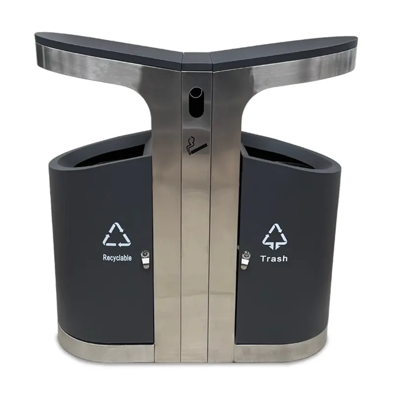 Sandbaggy Triple-Stream Outdoor Waste & Ash Receptacle 1