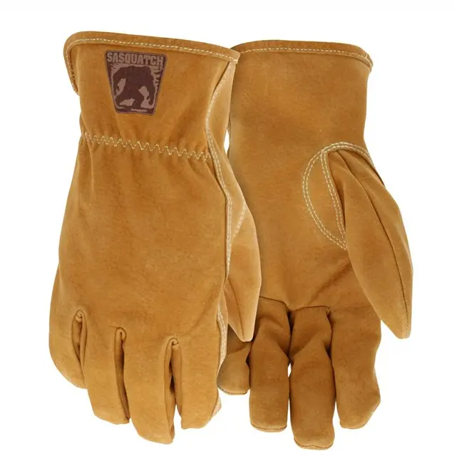 Sasquatch® Leather Driver Work Gloves Premium Grade Split Leather Sewn With Heat Resistant Aramid Keystone Thumb 1
