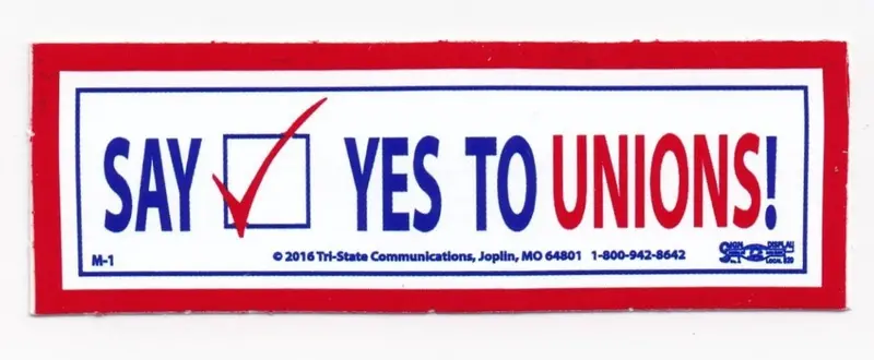 Say Yes To Unions Bumper Sticker #Bp106 1