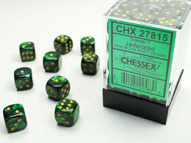 Scarab® 12Mm D6 Jade/Gold Dice Block™ (36 Dice) 1