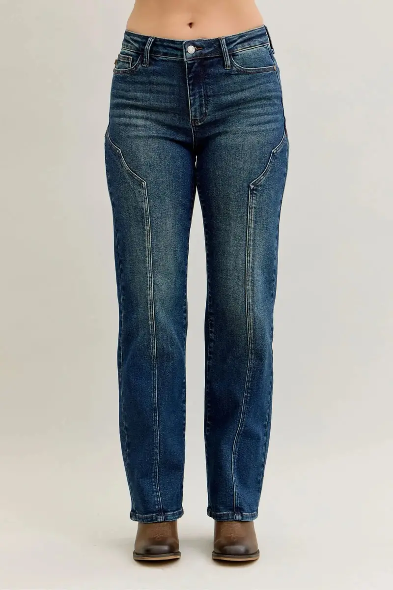 Seam Detail Straight Leg Jeans Plus Size 1