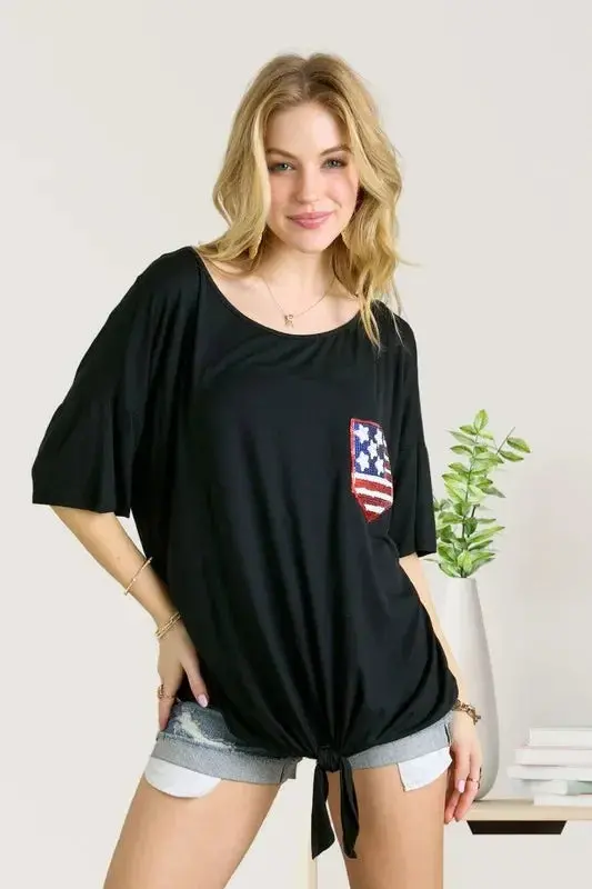 Sequin Us Flag Pocketed Top 1