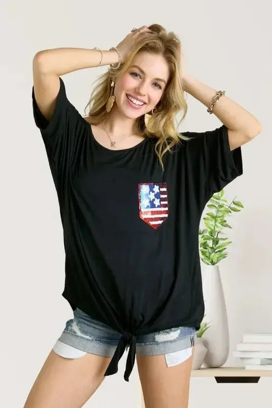 Sequin Us Flag Pocketed Top 2