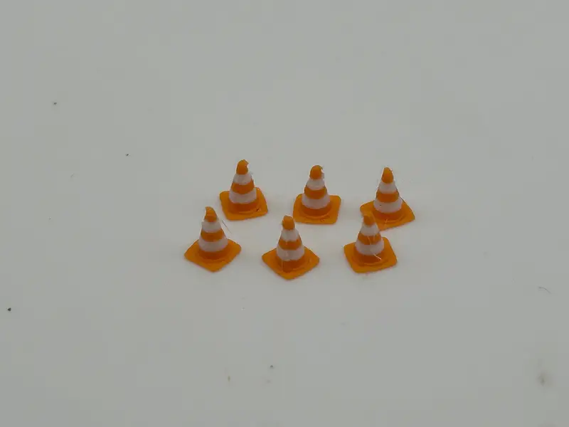 Set of Six High-Visibility Traffic Cones