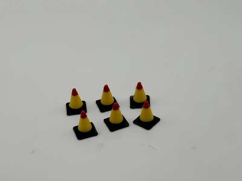 Set of Six High-Visibility Traffic Cones