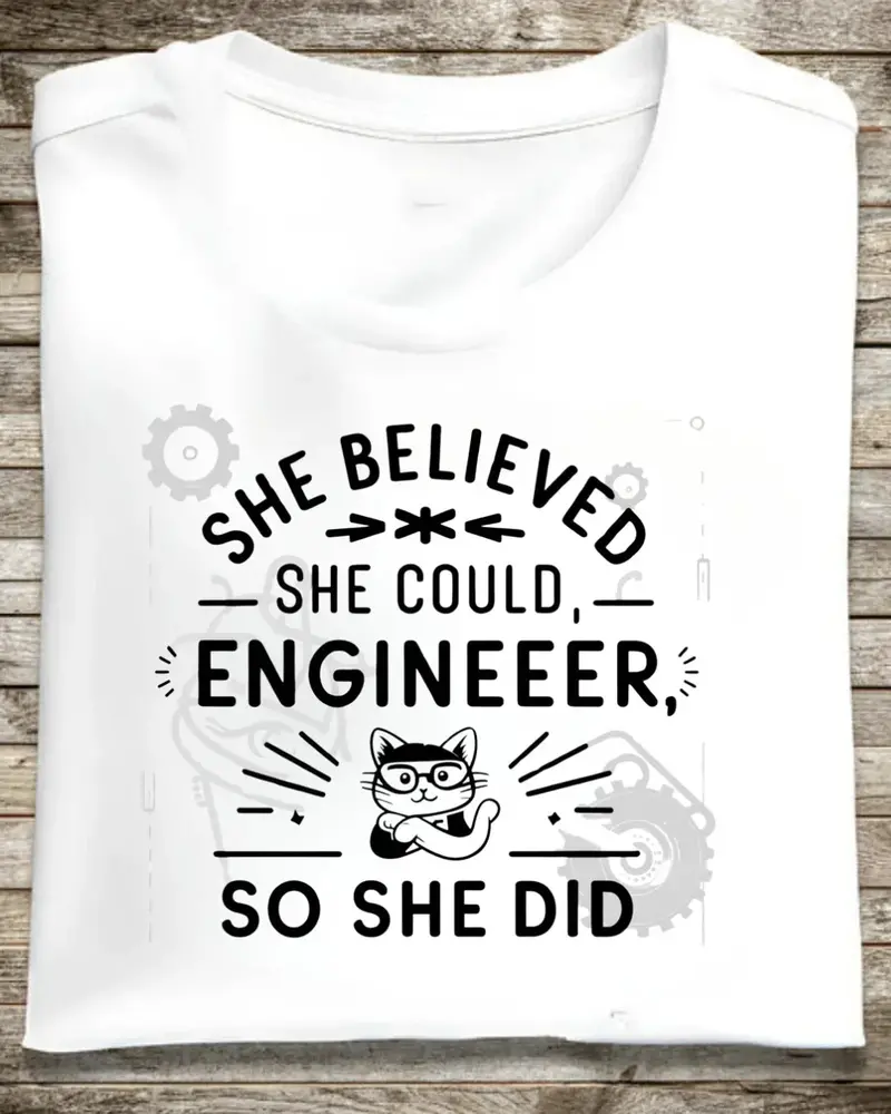 She Belive She Could Engineer Cotton T-Shirt 1