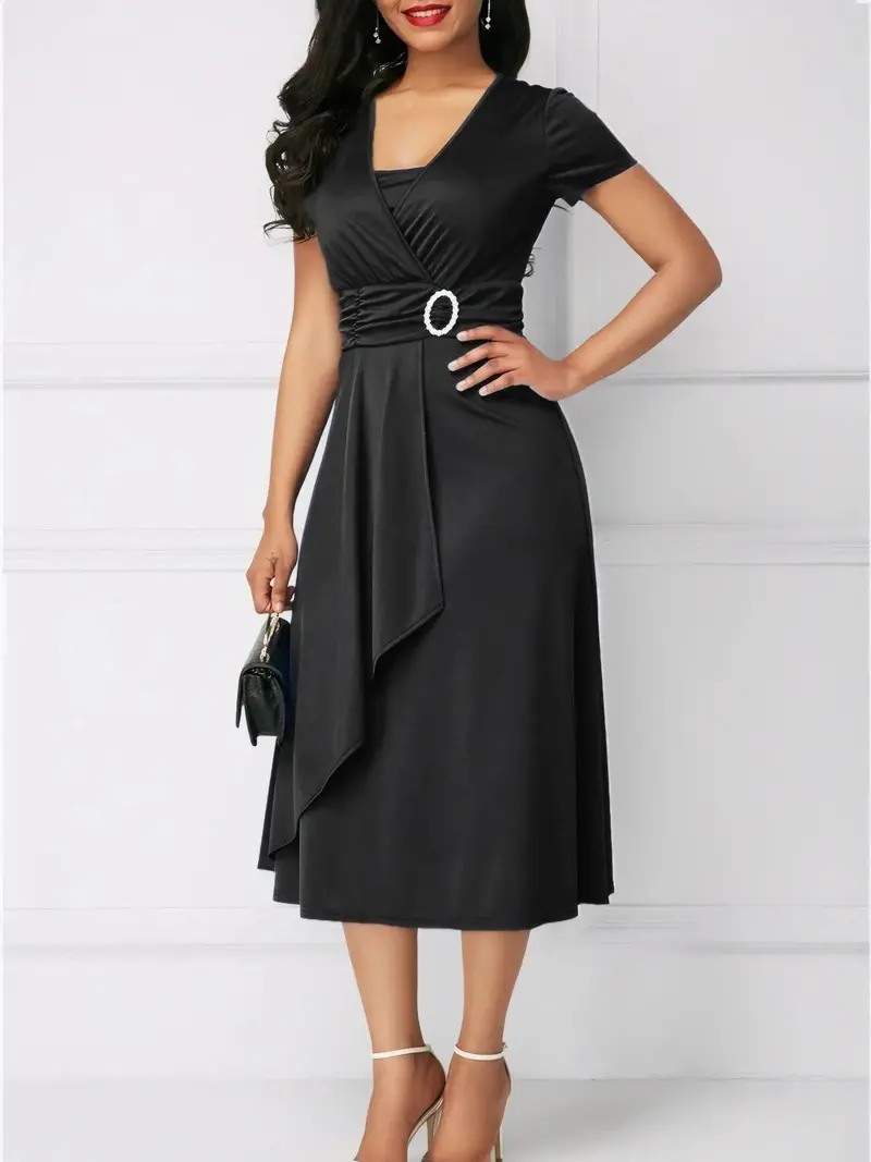 Short Sleeve Midi Wrap Dress With Belt Detail 6