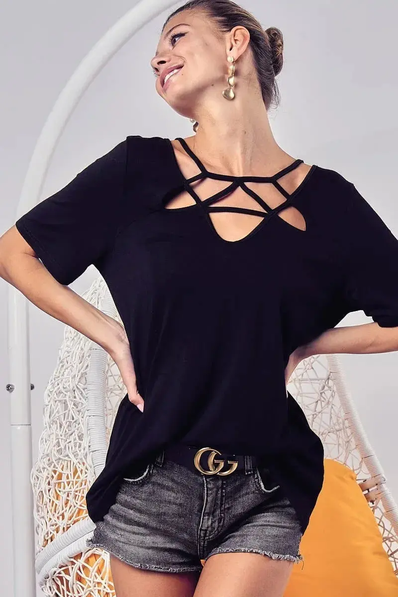 Silky Knit Top With Front Details 1